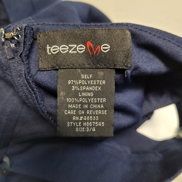 Teeze Me Navy Blue Off The Shoulder Pants Jumpsuit With Pockets Size 3/4 - Picture 6 of 10